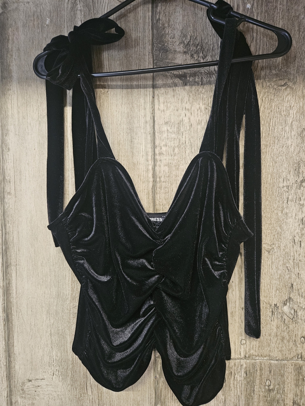 Express Black Velvet Tie-Shoulder Camisole